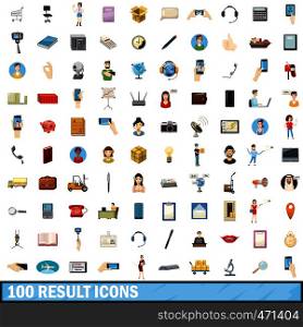 100 result icons set in cartoon style for any design vector illustration. 100 result icons set, cartoon style