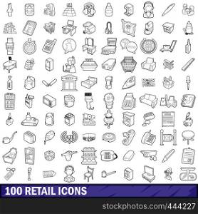 100 retail icons set in outline style for any design vector illustration. 100 retail icons set, outline style
