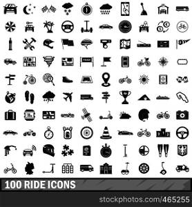 100 ride icons set in simple style for any design vector illustration. 100 ride icons set, simple style