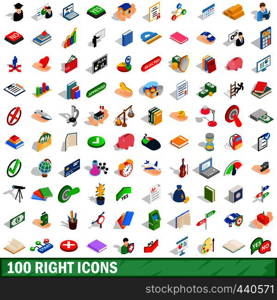 100 right icons set in isometric 3d style for any design vector illustration. 100 right icons set, isometric 3d style