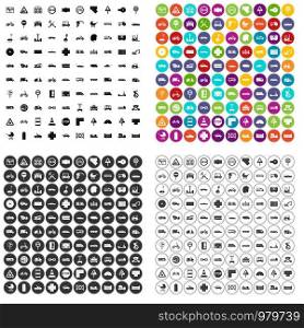 100 road icons set vector in 4 variant for any web design isolated on white. 100 road icons set vector variant