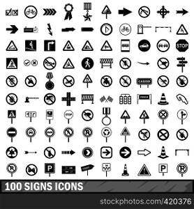 100 road signs icons set in simple style for any design vector illustration. 100 road signs icons set in simple style
