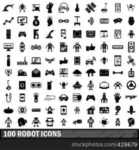 100 robot icons set in simple style for any design vector illustration. 100 robot icons set, simple style