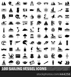 100 sailing vessel icons set in simple style for any design vector illustration. 100 sailing vessel icons set, simple style
