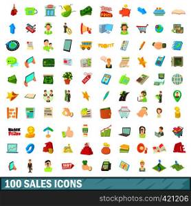 100 sales icons set in cartoon style for any design vector illustration. 100 sales icons set, cartoon style