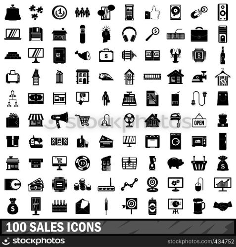100 sales icons set in simple style for any design vector illustration. 100 sales icons set, simple style