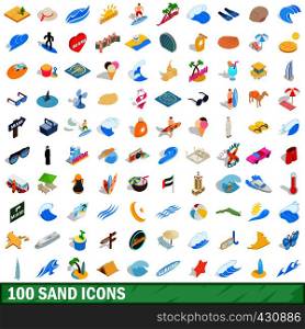 100 sand icons set in isometric 3d style for any design vector illustration. 100 sand icons set, isometric 3d style