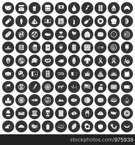 100 sandwich icons set in simple style white on black circle color isolated on white background vector illustration. 100 sandwich icons set black circle
