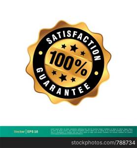 100% Satisfaction Guarantee Seal Banner Vector Template Illustration Design. Vector EPS 10.