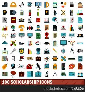 100 scholarship icons set in flat style for any design vector illustration. 100 scholarship icons set, flat style