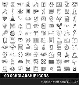 100 scholarship icons set in outline style for any design vector illustration. 100 scholarship icons set, outline style