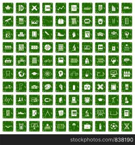 100 school icons set in grunge style green color isolated on white background vector illustration. 100 school icons set grunge green