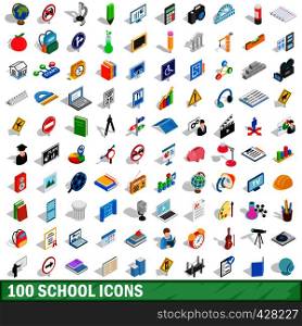 100 school icons set in isometric 3d style for any design vector illustration. 100 school icons set, isometric 3d style