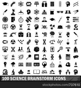 100 science brainstorm icons set in simple style for any design vector illustration. 100 science brainstorm icons set, simple style