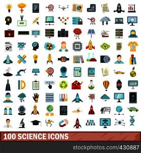 100 science icons set in flat style for any design vector illustration. 100 science icons set, flat style
