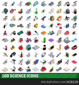 100 science icons set in isometric 3d style for any design vector illustration. 100 science icons set, isometric 3d style