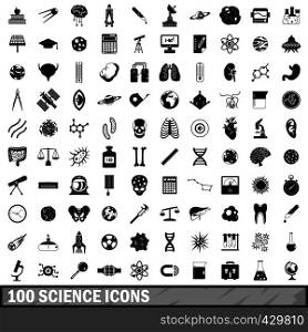 100 science icons set in simple style for any design vector illustration. 100 science icons set, simple style