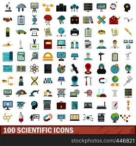 100 scientific icons set in flat style for any design vector illustration. 100 scientific icons set, flat style