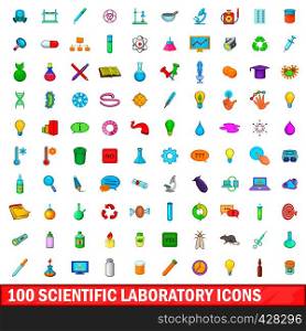 100 scientific laboratory icons set in cartoon style for any design vector illustration. 100 scientific laboratory icons set, cartoon style