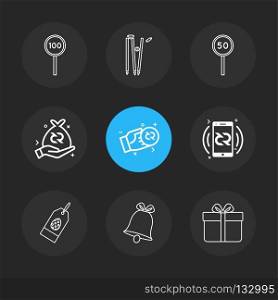100 score , century, score , wicket , 50 , half century , mobile, tag , bell , gift box,  icon, vector, design,  flat,  collection, style, creative,  icons