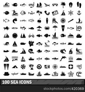 100 sea icons set in simple style for any design vector illustration. 100 sea icons set in simple style