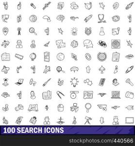 100 search icons set in outline style for any design vector illustration. 100 search icons set, outline style