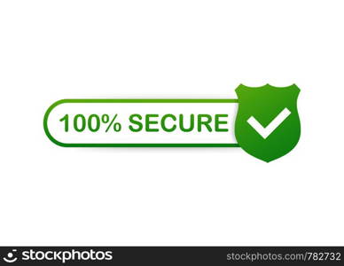 100 Secure grunge vector icon. Badge or button for commerce website. Vector illustration.. 100 Secure grunge vector icon. Badge or button for commerce website. Vector stock illustration.