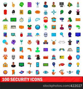 100 security icons set in cartoon style for any design vector illustration. 100 security icons set, cartoon style