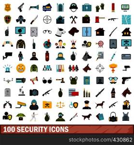 100 security icons set in flat style for any design vector illustration. 100 security icons set, flat style