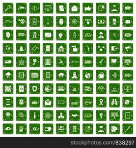 100 security icons set in grunge style green color isolated on white background vector illustration. 100 security icons set grunge green