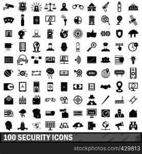 100 security icons set in simple style for any design vector illustration. 100 security icons set, simple style