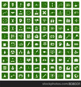 100 seminar icons set in grunge style green color isolated on white background vector illustration. 100 seminar icons set grunge green