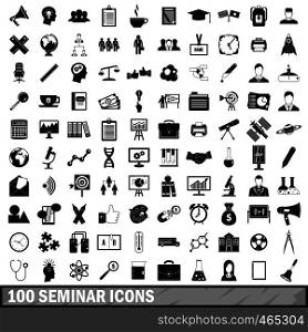 100 seminar icons set in simple style for any design vector illustration. 100 seminar icons set, simple style