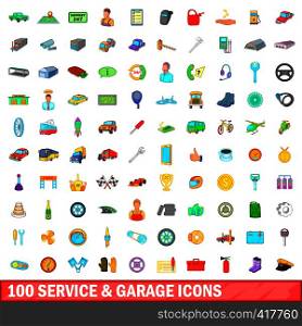 100 service and garage icons set in cartoon style for any design vector illustration. 100 service and garage icons set, cartoon style