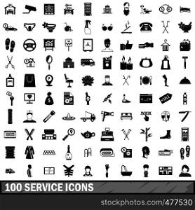 100 service icons set in simple style for any design vector illustration. 100 service icons set, simple style