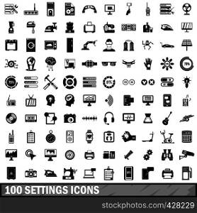 100 settings icons set in simple style for any design vector illustration. 100 settings icons set, simple style