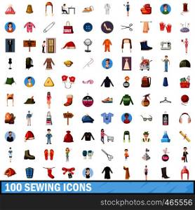 100 sewing icons set in cartoon style for any design vector illustration. 100 sewing icons set, cartoon style