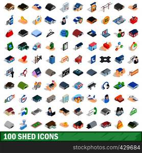 100 shed icons set in isometric 3d style for any design vector illustration. 100 shed icons set, isometric 3d style
