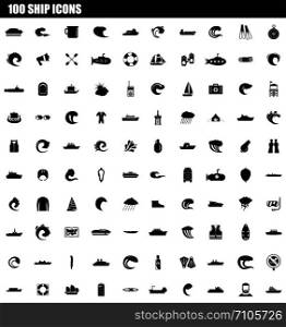 100 ship icon set. Simple set of 100 ship vector icons for web design isolated on white background. 100 ship icon set, simple style