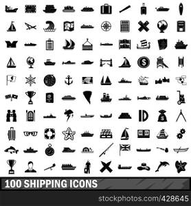 100 shipping icons set in simple style for any design vector illustration. 100 shipping icons set, simple style