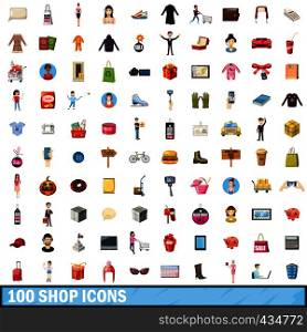 100 shop icons set in cartoon style for any design vector illustration. 100 shop icons set, cartoon style