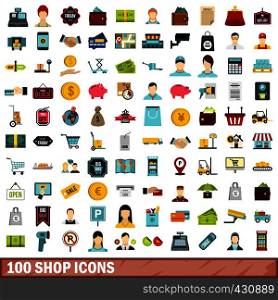 100 shop icons set in flat style for any design vector illustration. 100 shop icons set, flat style