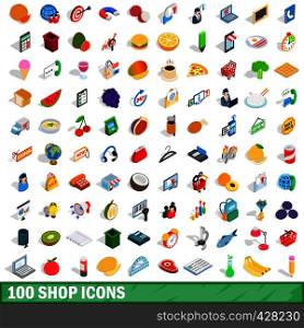 100 shop icons set in isometric 3d style for any design vector illustration. 100 shop icons set, isometric 3d style