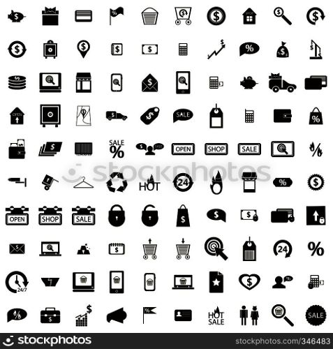 100 Shop icons set isolated on white background. 100 Shop icons set