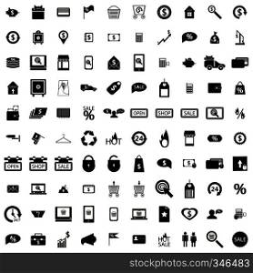 100 Shop icons set isolated on white background. 100 Shop icons set