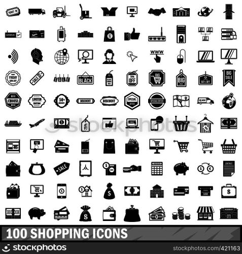 100 shopping icons set in simple style for any design vector illustration. 100 shopping icons set in simple style