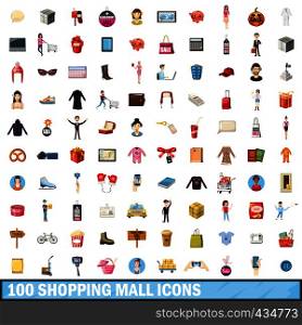 100 shopping mall icons set in cartoon style for any design vector illustration. 100 shopping mall icons set, cartoon style