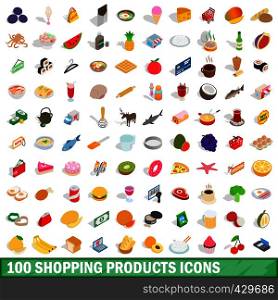 100 shopping products icons set in isometric 3d style for any design vector illustration. 100 shopping products icons set, isometric style