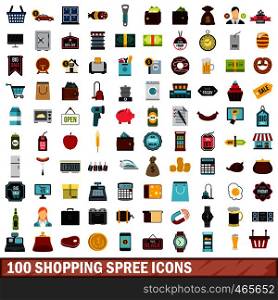 100 shopping spree icons set in flat style for any design vector illustration. 100 shopping spree icons set, flat style