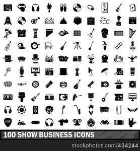 100 show business icons set in simple style for any design vector illustration. 100 show business icons set, simple style